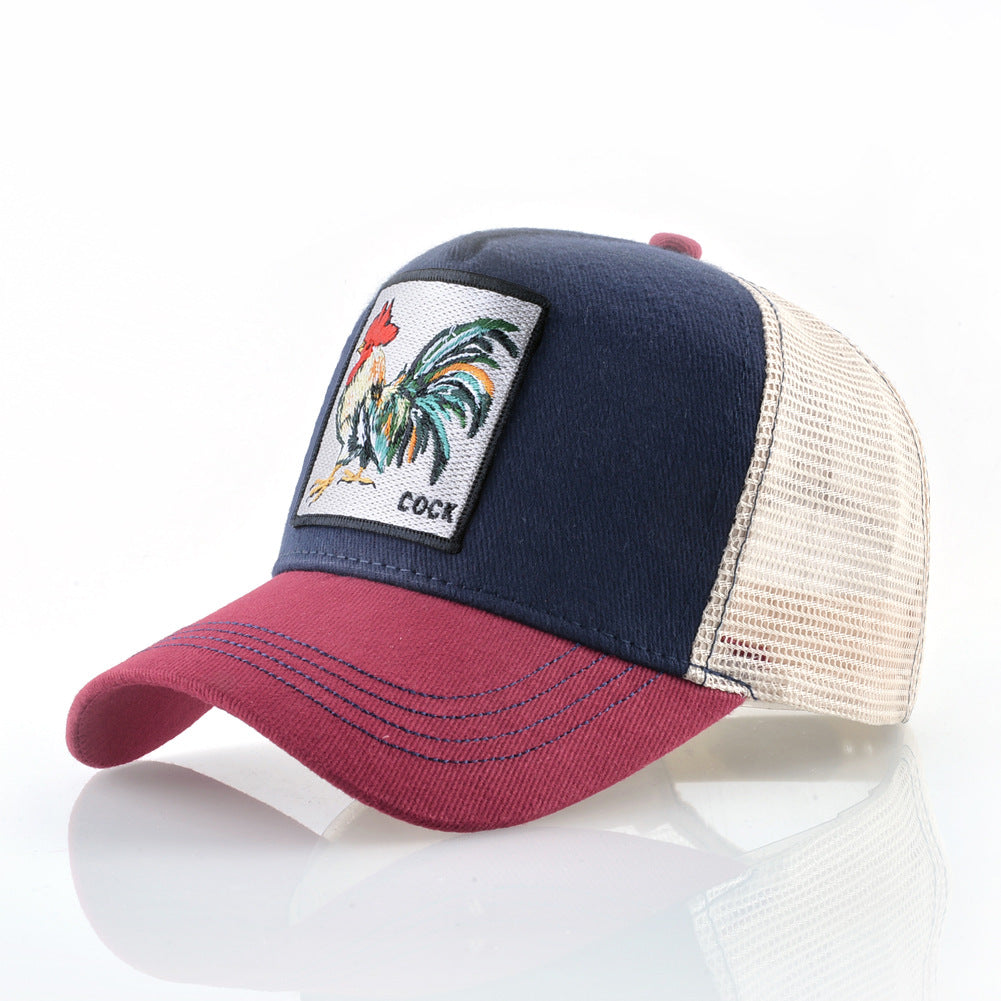 Cock Square Patch Unisex Trucker Mesh Hat Baseball Cap