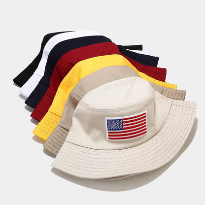 American Flag Patch USA Embroidered Soft Cotton Bucket Hat Fisherman For Summers