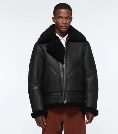 Black Shearling Jacket Leather Aviator Jacket – Corvus Store Black Shearling Jacket Leather Aviator Jacket – Corvus Store