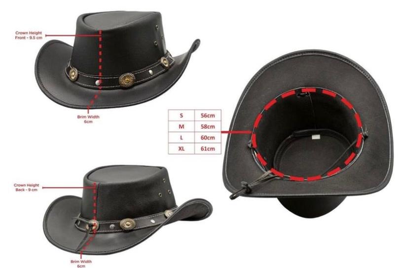 Waterproof Black Leather Cowboy Hat Aussie Style Leather Hat