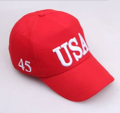 MAGA Hat USA Flag Embroidered Cotton Soft Baseball Style Cap - Red