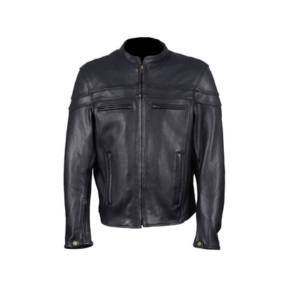 Men's Black Nature Soft Leather Vented Motorcycle Jacket W/ Thermal Liner