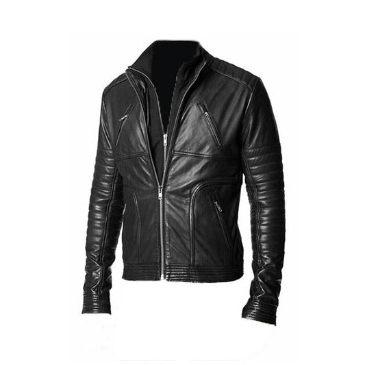 Men's Biker Black Slim Fit Leather Jacket