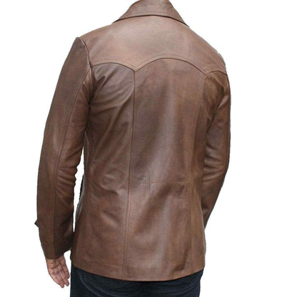 Mens Leather Blazer Jacket Brown Vintage Leather Coat