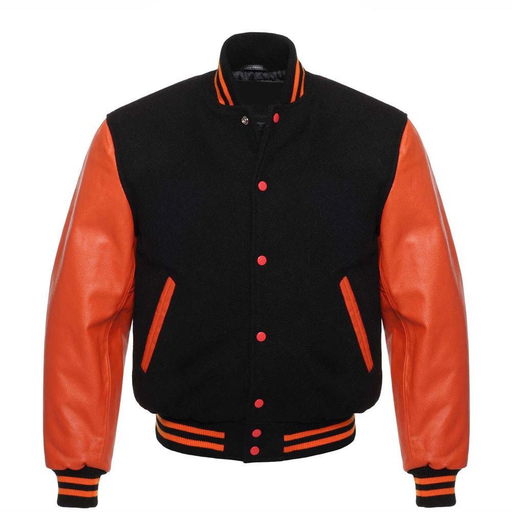 Men's Louis Vuitton Fluo Orange Varsity Jacket - Jacketars