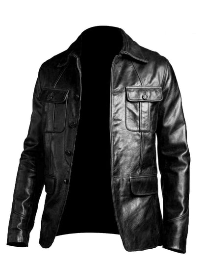 Men's Black Leather Blazer Jacket Leather Sports Coat