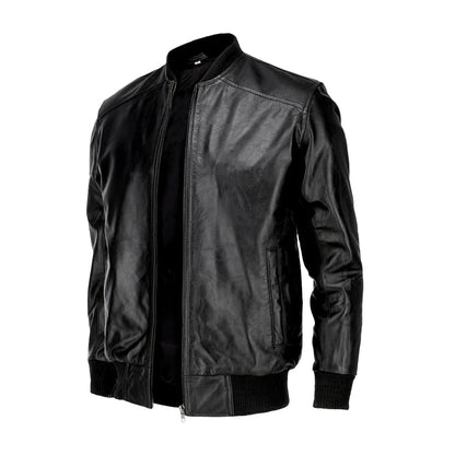 Mens New 70's Retro Bomber Jacket Black