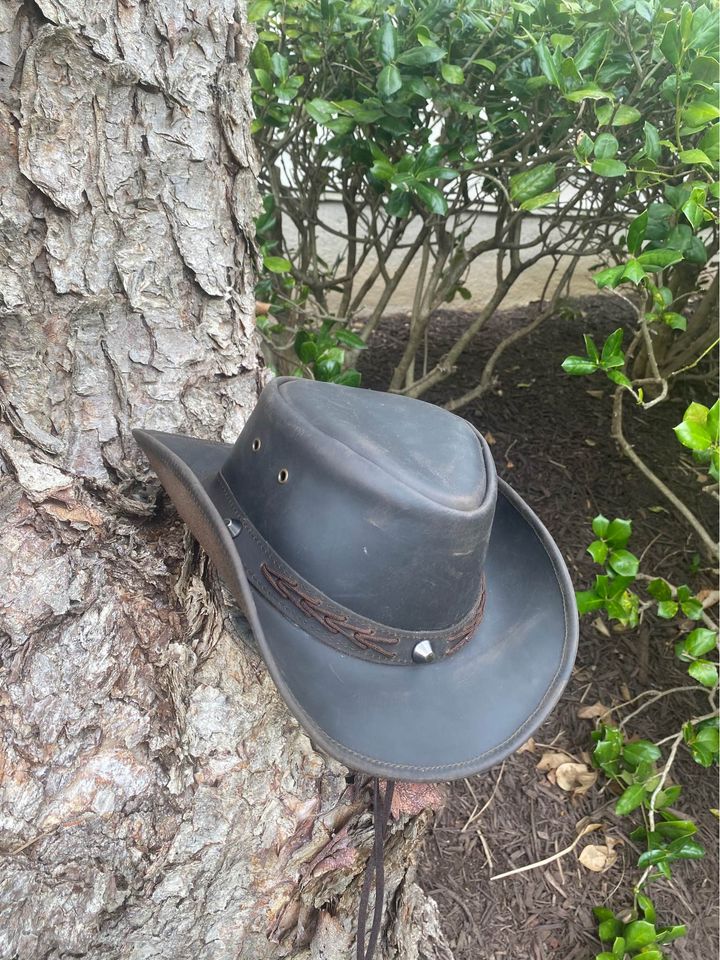 Ruff Style Genuine Leather Brown Bush Cowboy Hat