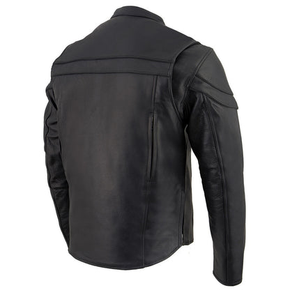 Men's Black Nature Soft Leather Vented Motorcycle Jacket W/ Thermal Liner